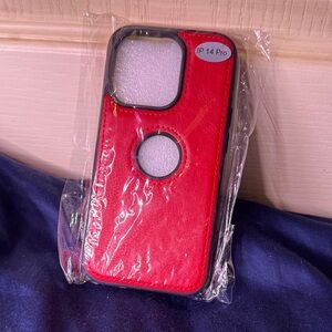 Red Leather Phone Case for iPhone 14 Pro